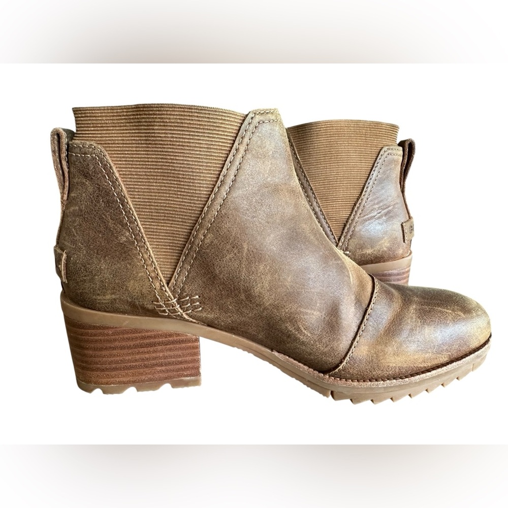 Sorel Women's Size 8 Cate Chelsea Bootie Waterproof Leather Brown Rain Boot - Picture 6 of 9